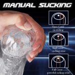 Manual Sucking Extrusion Male Masturbators, Portable Transparent Pocket Pussy Stroker with Vagina Textured Blowjob Machine Sex Toys Penis TPE Masturbation Sleeve for Men : Health & Household - Image 2