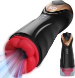 Male Masturbator Sex Toys with Real Lips & Tongue - 5 Suction & 9 Vibration Modes, Pocket Pussy for Men, Blowjob Machine for Deep Throat Sensation, Electric Stroker Male Sex Toy with LCD Display : Health & Household