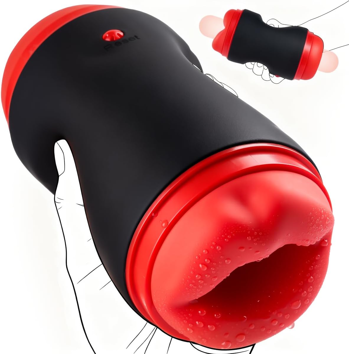 61Y07FCRoL._AC_SL1200_.jpg Blowjob Stroker Male Masturbator with Double Entrance, Squeezable Pocket Pussy Stroker Sleeve with 3-Layer Air Structure, Blowjob Machine Male Adult Sex Toy for Men Masturbation : Health & Household - Image 1