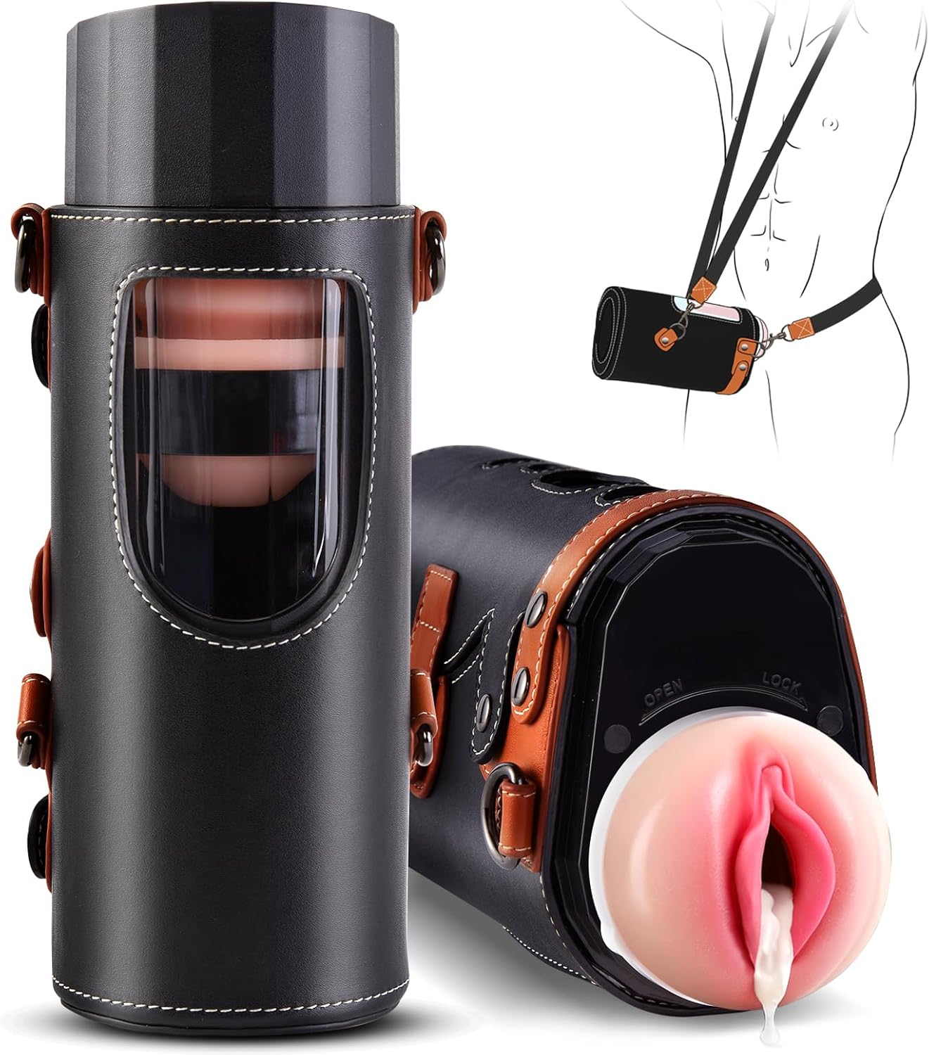 718Kx-c7JkL._AC_SL1500_.jpg Automatic Male Masturbator Sex Toys - Hands Free Visible Pocket Pussy with 10 Thrusting & 2 Realistic Sleeves & Wearable Strap Adult Toy Blowjob Machine for Men Pleasure | 50db Quiet : Health & Household - Image 1