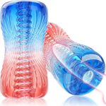 Male Masturbator Sex Toys - Adult Sex Toy Pocket Pussy, TPE Male Masturbation Sleeve, Penis Training Sex Toy for Men, 3D Realistic Texture Spiral Tunnel Stroker, Couple Sex Toys & Game (Red & Blue) : Health & Household