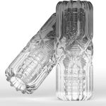 Manual Male Masturbator Stroker - Realistic 3D Textured Stroker Sleeve with Enhanced Soft TPE, Handheld Pocket Pussy for Men, Reusable & Easy to Clean (Black+Transparent) : Health & Household